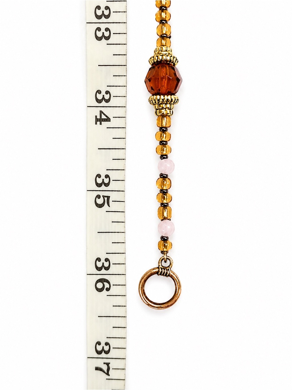 Boho Long Wood & Acrylic Brown And Ivory Beaded Necklace Gold Tone - Picture 6 of 6